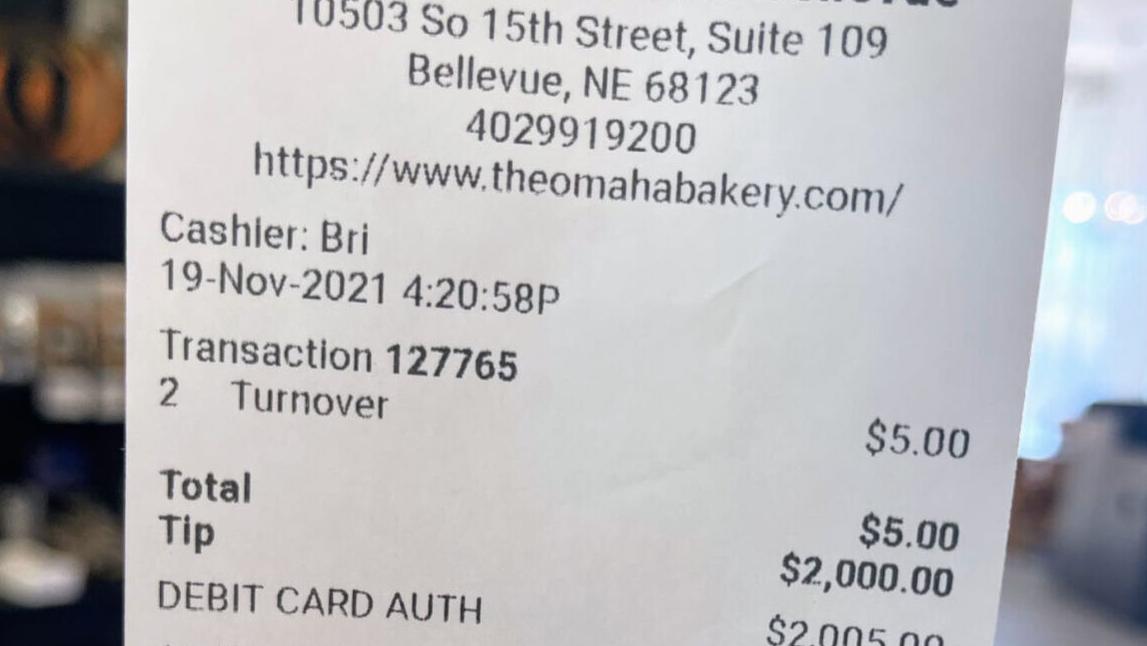 Omaha Bakery employees receive $2,000 tip from customer who spent $5